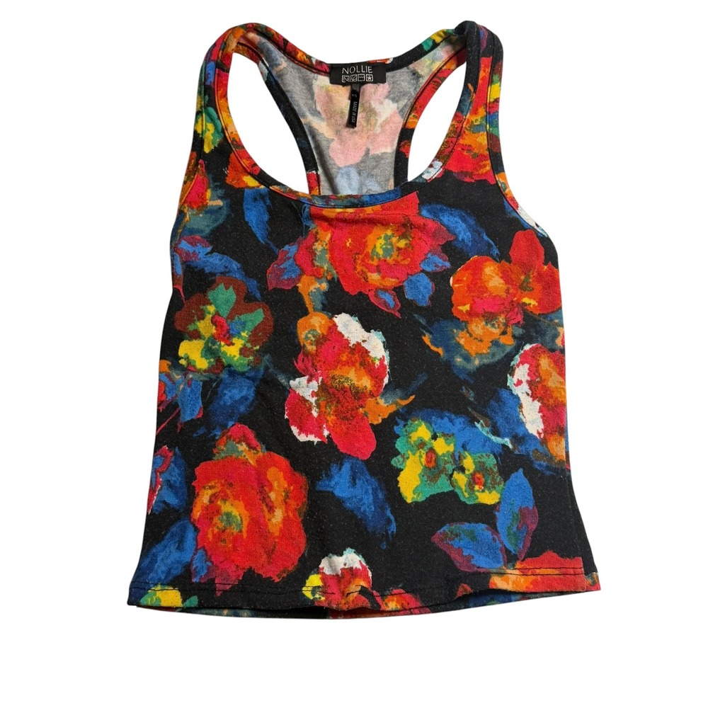 Nollie Tank Top Multicolor Floral Racerback Sleeveless Y2K Summer Small Women